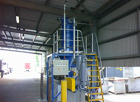 One of Pneuvay's specifically designed vacuum systems used to clean up spills of organic dusts and meat meal