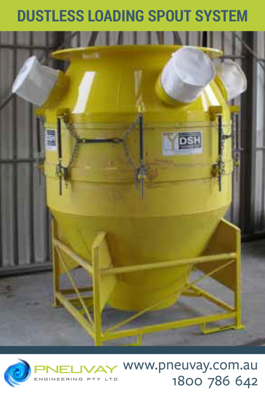 DDustless loading spout system also known as dust suppression hopper system