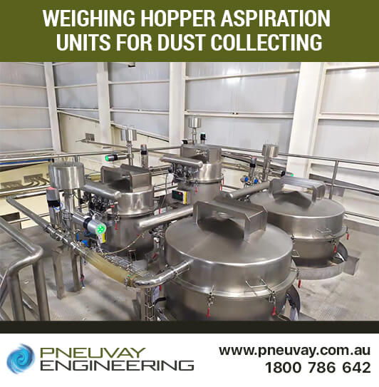 Weighing hopper aspiration units for dust collecting