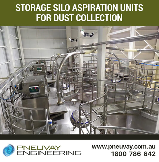 Storage silo aspiration units for dust collection