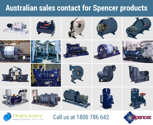 Pneuvay Engineering is a primary sales contact for The Spencer Turbine Company's (Spencer) air and gas handling products in Australia.
