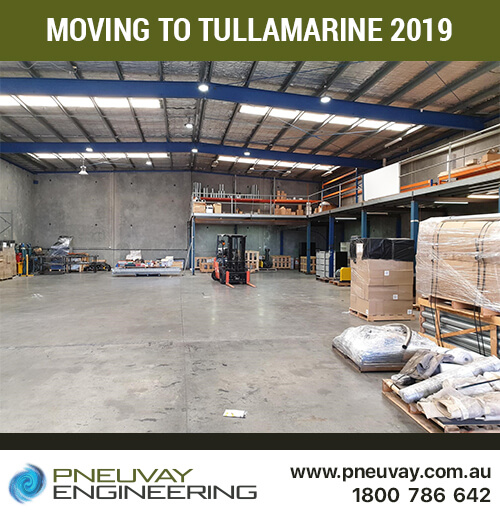 Full view of new Pneuvay warehouse with shelving
