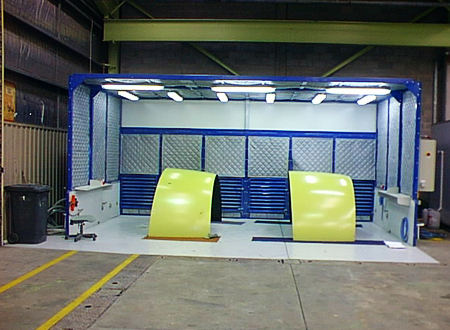One of many environmental control and glue spray booth used by airlines bonded structure facilities