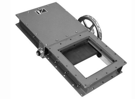 The Abrasive Duty Gate offers optional round inlet or outlet flanges and dust return pans. 