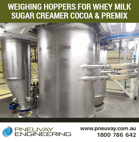 Weighing hoppers for whey milk sugar creamer cocoa and premix