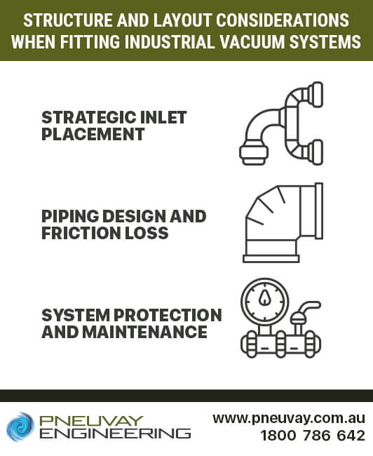 Structure and layout considerations when fitting vacuum systems to industrial settings