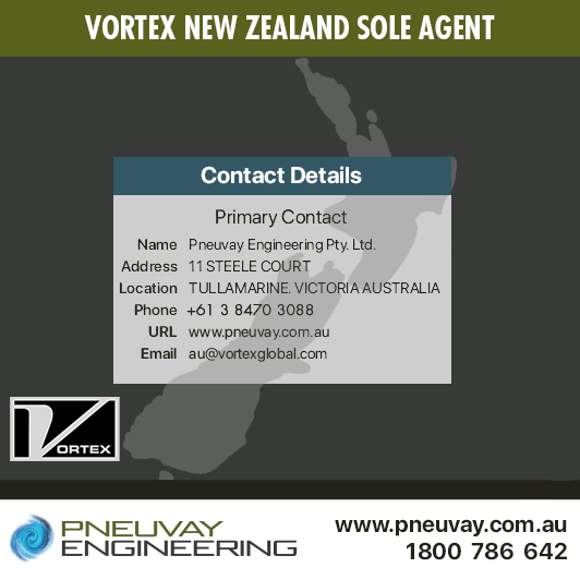Pneuvay Engineering officially sole agent for Vortex New Zealand